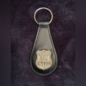 NYPD leather badge keychain